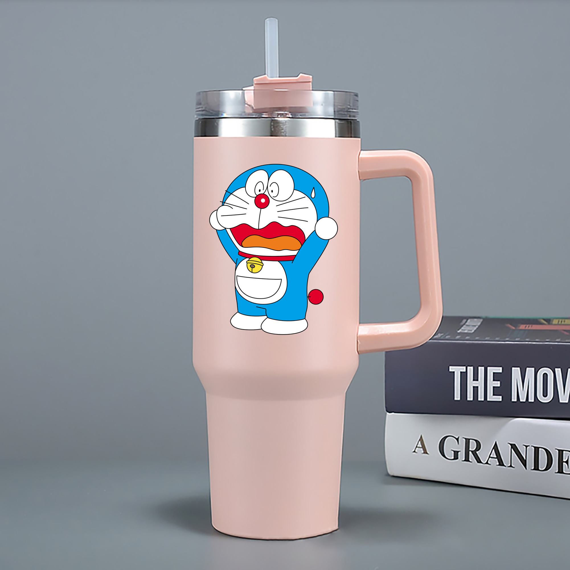 （画像用） ドラえもん Doraemon 1200mL車用タンブラー - クリスタルステッカー（プラスチックストロー付き）